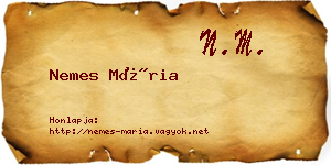 Nemes Mária névjegykártya